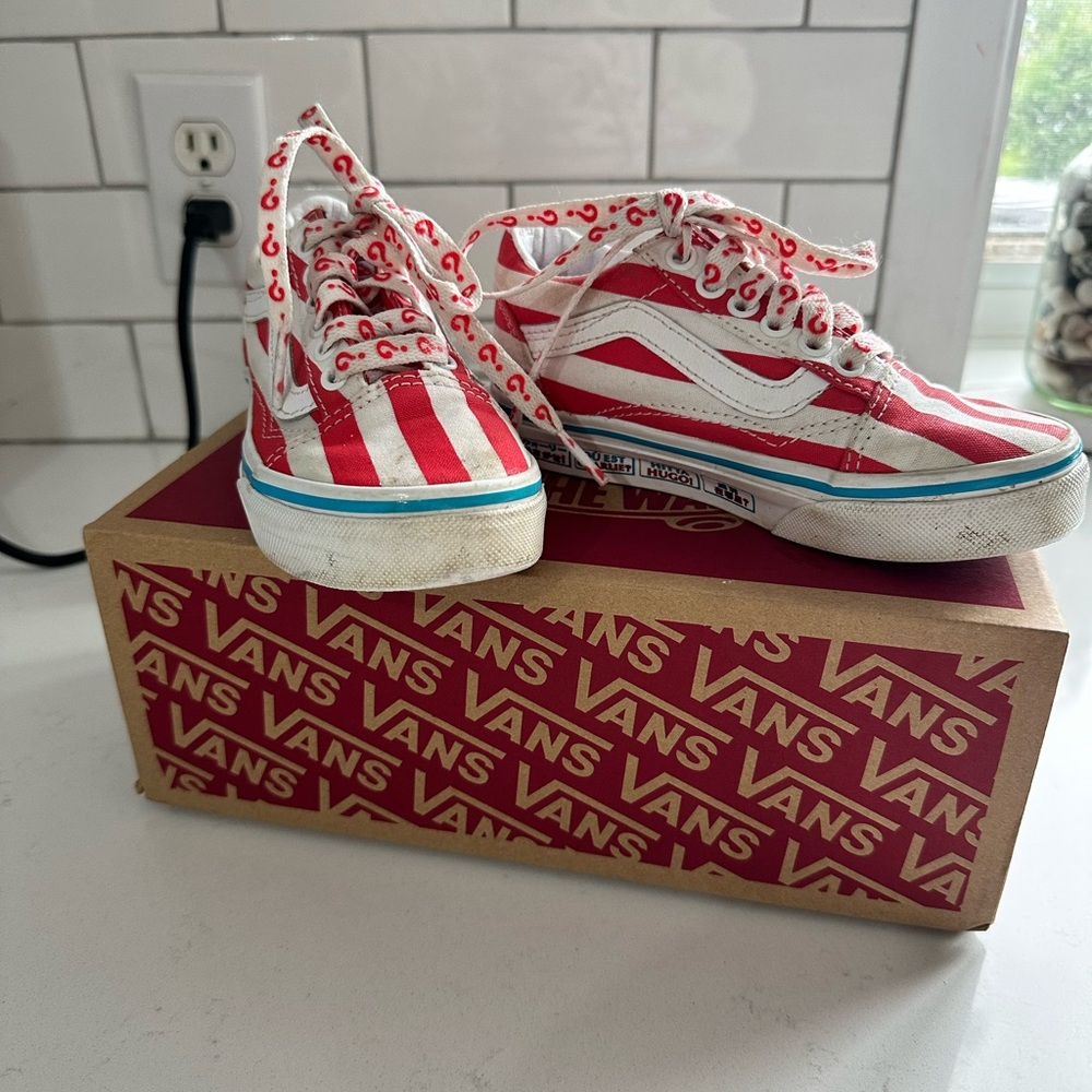 Vans Red and White Striped Sneakers